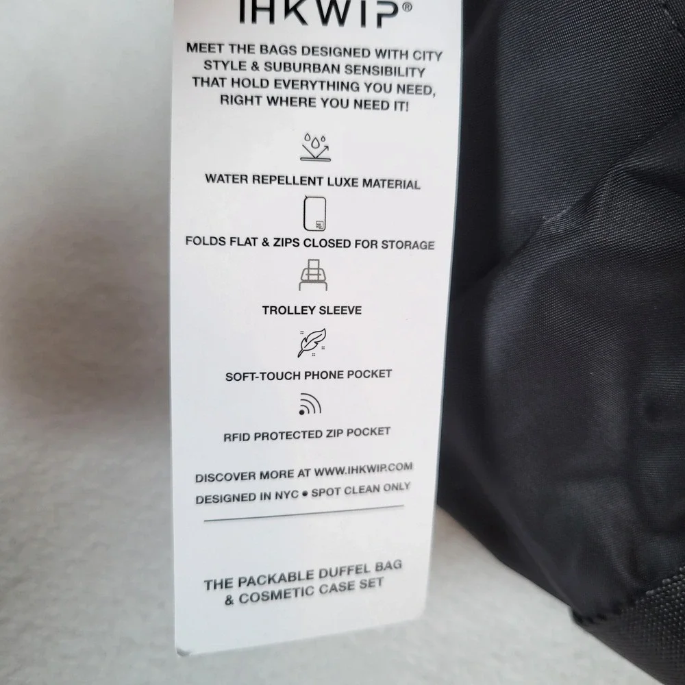 IHKWIP Unisex Packable Duffel Bag Cosmetic Case Toiletry Bag Black Travel Gym